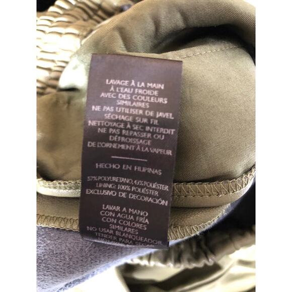 Natori Faux Leather Joggers Pants Pull On Elastic Drawstring Waist Olive XS - Picture 7 of 10